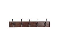 Biscottini Coat Hang Rack wall Dark Brown 76x13x22cm with 5 Hooks | Solid Wood and Iron Hooks | wall Mounted Hanger | Antique Vintage Style | Made in Italy