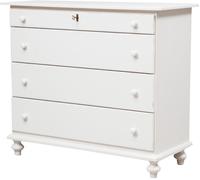 Biscottini Comò 4 Drawer Shabby Chic Solid Wood White Distressed Bedroom