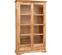 Biscottini Country Pine Wood Display Cabinet White Distressed, 109x36x180cm