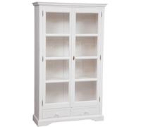 Biscottini Country Pine Wood Display Cabinet White Distressed, 109x36x180cm