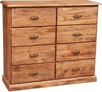 Biscottini Country Solid Beech Wood Chest of Drawers 8 Drawers Natural
