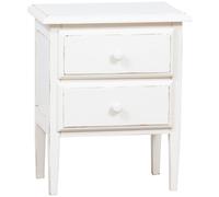 Biscottini Country Solid Wood Bedside Table Distressed White 55x35x65 2 Drawers