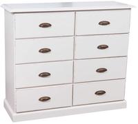 Biscottini Country Solid Wood Chest Dresser Antique White 116x41x100 8 Drawers