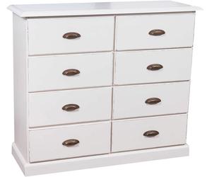 Biscottini Country Solid Wood Chest Dresser Antique White 116x41x100 8 Drawers