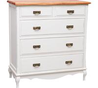 Biscottini Country Solid Wood Dresser White Brass Walnut 100x45x106