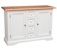 Biscottini Country Solid Wood Sideboard White Distressed 135x45x92 cm