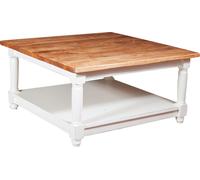 Biscottini Country Wood Coffee Table Solid Tillex Timber White Frame 90x90 Top