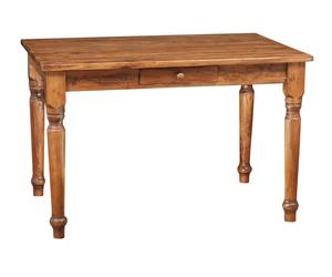 Biscottini Country Writing Desk Table Solid Beechwood Walnut Finish 120x80x80 IT
