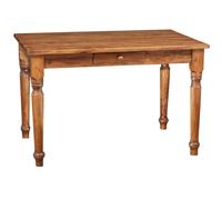 Biscottini Country Writing Desk Table Solid Wood Walnut 120x80 with Drawer