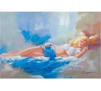 Biscottini Hand Painted Oil On Canvas Wall Art Red 90x60cm Modern