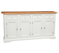 Biscottini Handcrafted Country Solid Wood Sideboard White 202x45x103 cm