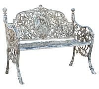 Biscottini Liberty Cast Iron Garden Bench Divanetto 105x62x90 Antique Red
