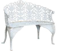 Biscottini Liberty Garden Bench Cast Iron White Antique Effect 110x60x90