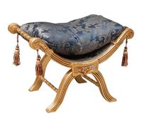 Biscottini Luigi XVI Carved Beech Wood Bench 74x46x54cm Gold Leaf