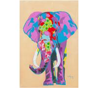 Biscottini Modern Elephant Oil Painting Canvas Wall Art 60x90 cm Multicolor