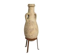 Biscottini Old Amphora Jar with Handles and Iron Base - Terracotta Amphora with Iron Base - Terracotta Pot - Balcony Pot - Amphora with Stand - Jar