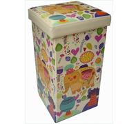 Biscottini Pouf Storage Bench Ecopelle Ottoman Footstool Foldable 32x32x60