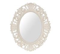 Biscottini Round Bathroom Mirror 50 x 4 x 60 cm, Shabby Chic White Wall Mirror, Oval Bathroom Mirror