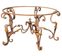 Biscottini Round Wrought Iron Desk Table Base, Hand Forged 145x74