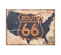 Biscottini Route 66 Print Wall Art Jute Canvas Vintage 60x45, Home Office