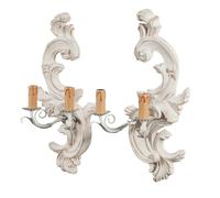 Biscottini Set Of 2 Shabby Chic Wall Sconces White Distressed Iron, 23x47