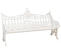 Biscottini Shabby Chic Cast Iron Garden Bench, Antique White 180x70x105