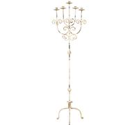 Biscottini Shabby Chic Floor Candelabrum Iron Candle Stand White Antique 161 cm