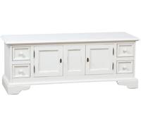 Biscottini Shabby Chic Solid Wood TV Unit 150x51x56 White Antique