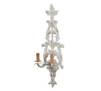 Biscottini Shabby Chic Wall Sconce White Distressed Iron, L7024-B 73 cm