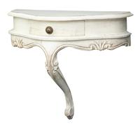 Biscottini Shabby Chic Wall Shelf White Distressed Wood 43x21x39cm