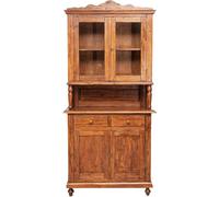 Biscottini Solid Walnut Wood Country Display Cabinet 107x43x238 cm