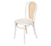 Biscottini Thonet Wooden & Wicker Chair Set, White, Classic Indoor/Outdoor