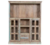 Biscottini Solid Wood Etagere Bookcase Antique Finish 158x40x201 cm