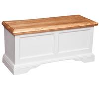 Biscottini Solid Wood Storage Chest 100x38x48 cm White Country Bench