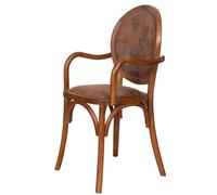 Biscottini Solid Wood Walnut Chair, Upholstered Seat, Arms, Vintage Design