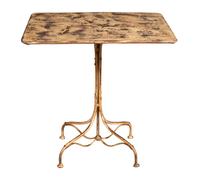 Biscottini Square Wrought Iron Table 80x80x76 Cream Outdoor Garden Rustic