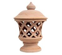 Biscottini Terracotta Garden Lanterns 47x31x31 cm | Rustic Frost Lanterns for Candles & Electric Bulbs | Water Resistant | 2 LED Bulbs (E26 Medium, ED28) | Floor Mount | 1 Count
