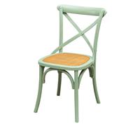 Biscottini Thonet Cross Chair in Solid Wood Seat with Antique Green Rattan