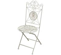 Biscottini Vintage Folding Wrought Iron Chair, Distressed White 39x96 cm