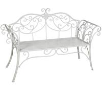 Biscottini Vintage Wrought Iron Bench Antique White 133x49x90 cm Outdoor Garden