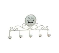 Biscottini Wall Coat Rack 49 x 27 x 7 cm - Iron Wall Coat Rack - 5 Shabby Chic Coat Hooks - Entrance Coat Rack