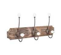 Biscottini Wall Coat Rack Solid Wood Iron 3 Hooks Antique Look Entryway Home