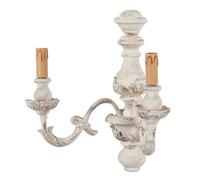 Biscottini Wall Sconce Applique 2-Light White Shabby Chic Wood Metal