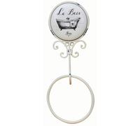 Biscottini White Shabby Chic Wrought Iron Wall Towel Rail 16x9.5x37 cm