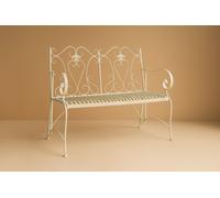 Biscottini Wrought Iron Bench Divanetto White Antique Finish 113x58x94cm Garden