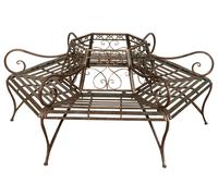 Biscottini Wrought Iron Garden Bench Bench Tree Design 6 Seats Rust 153 cm