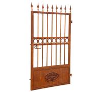 Biscottini Wrought Iron Gate 107x8x200cm Red Painted Shabby Garden Entry
