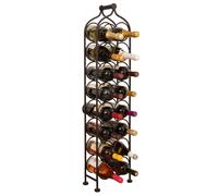 Biscottini Wrought Iron Wine Bottle Rack 16 Slots Antique Black