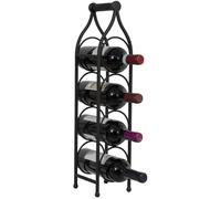 Biscottini Wrought Iron Wine Bottle Rack 4-Bottle Holder Black