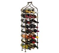 Biscottini Wrought Iron Wine Bottle Rack Black Antique Finish 24 Slots